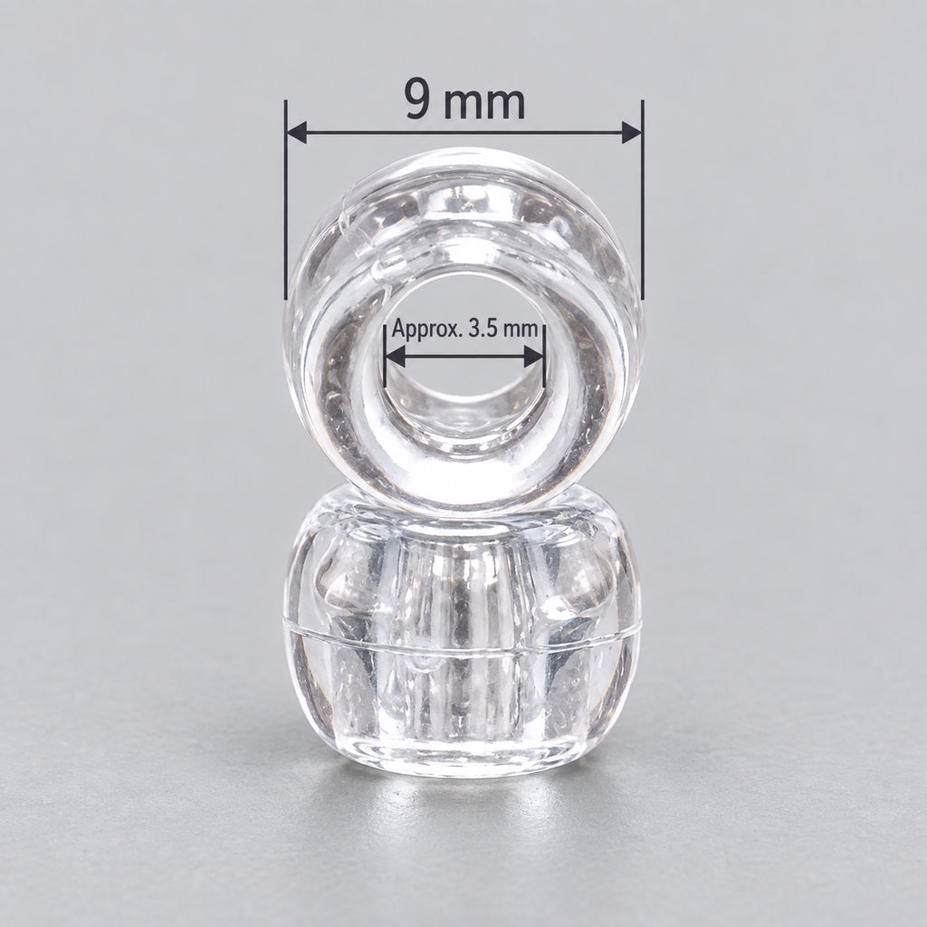 Clear Acrylic Pony Beads 6 × 9 mm – Large Hole Craft Beads