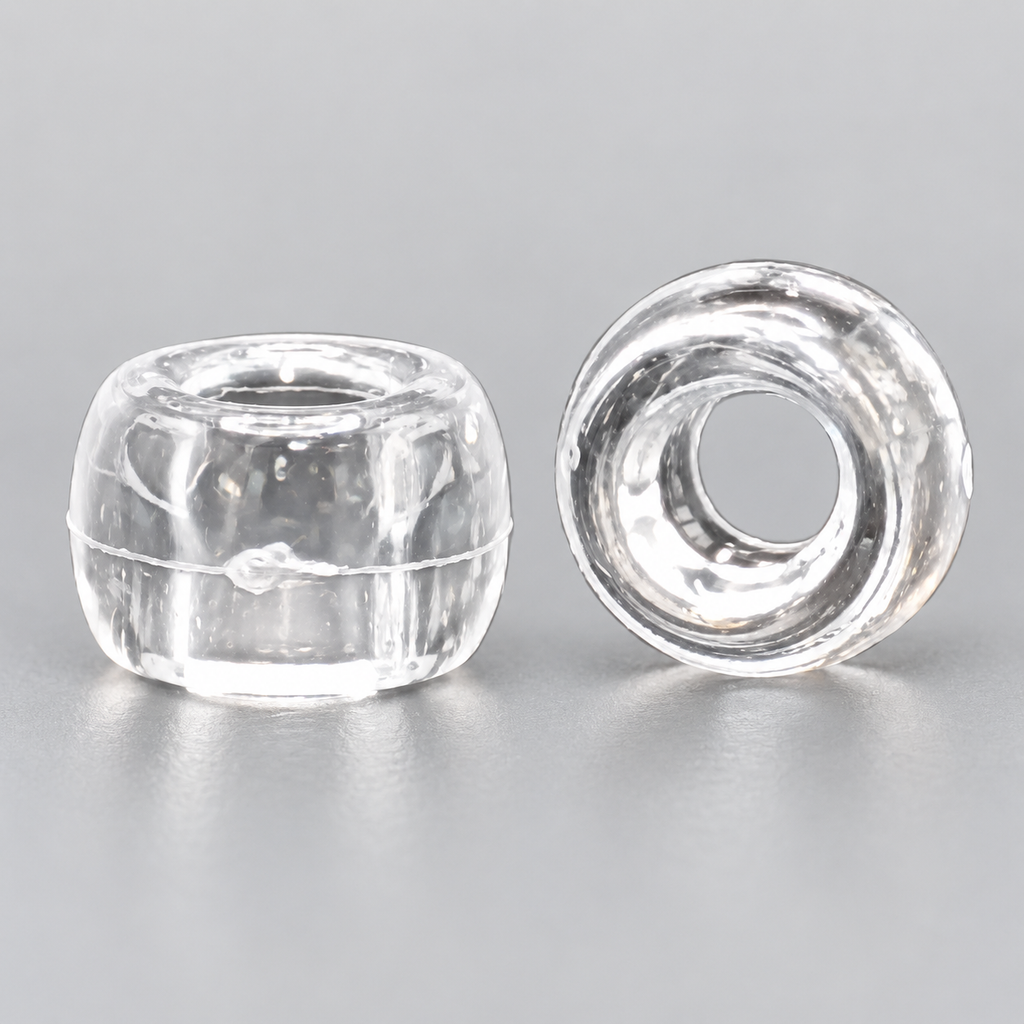 Clear Acrylic Pony Beads 6 × 9 mm – Large Hole Craft Beads