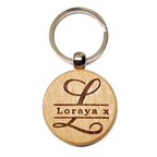 Personalised Wooden Initial & Name Keyring – 39 mm Laser Engraved Gift