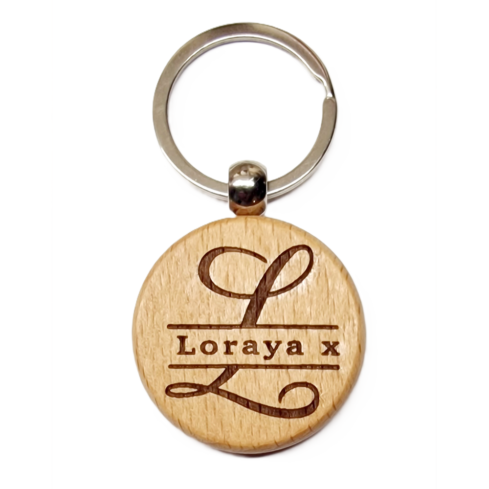 Personalised Wooden Initial & Name Keyring – 39 mm Laser Engraved Gift