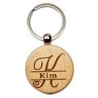 Personalised Wooden Initial & Name Keyring – 39 mm Laser Engraved Gift
