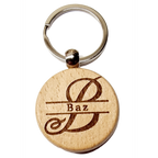 Personalised Wooden Initial & Name Keyring – 39 mm Laser Engraved Gift
