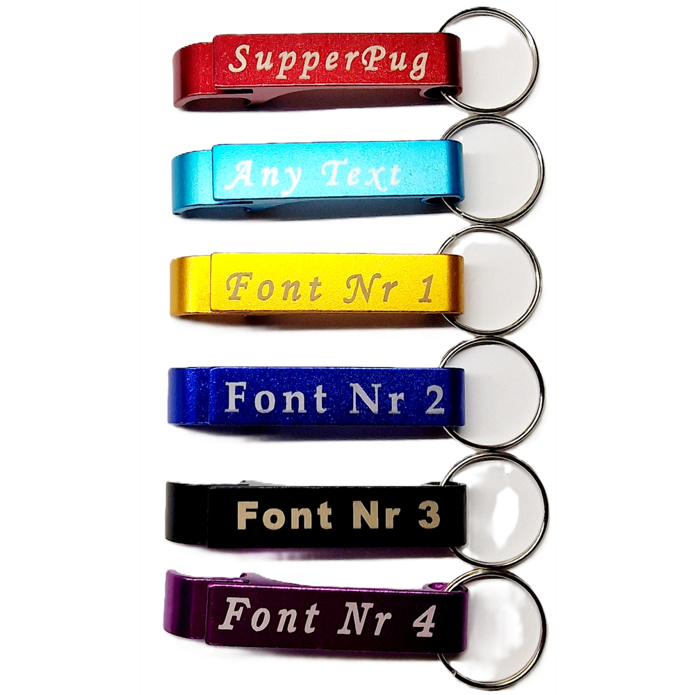 Personalised Metal Bottle Opener Keyring – Custom Laser Engraved Text