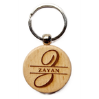 Personalised Wooden Initial & Name Keyring – 39 mm Laser Engraved Gift
