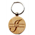 Personalised Wooden Initial & Name Keyring – 39 mm Laser Engraved Gift