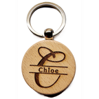 Personalised Wooden Initial & Name Keyring – 39 mm Laser Engraved Gift