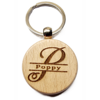 Personalised Wooden Initial & Name Keyring – 39 mm Laser Engraved Gift