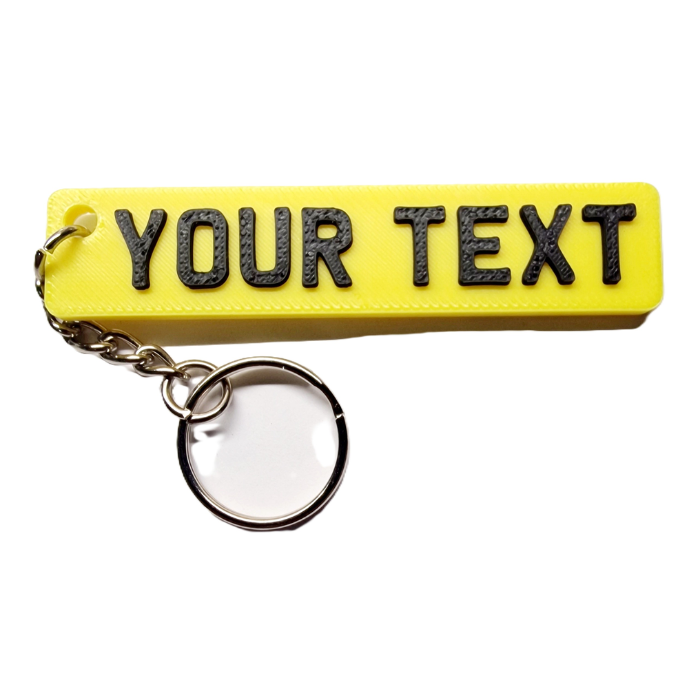 3D Personalised Keyring Keychain Name fob tag Handmade UK Car Reg.