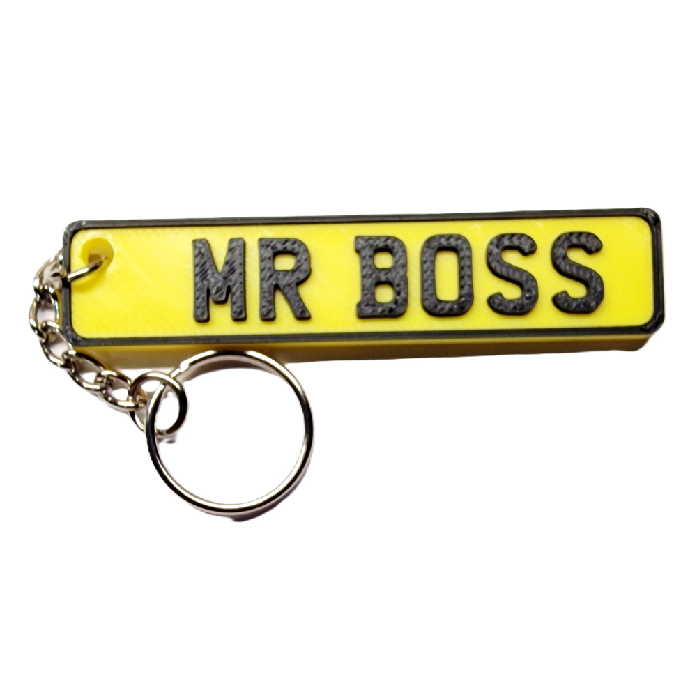 3D Personalised Keyring Keychain Name fob tag Handmade UK Car Reg.