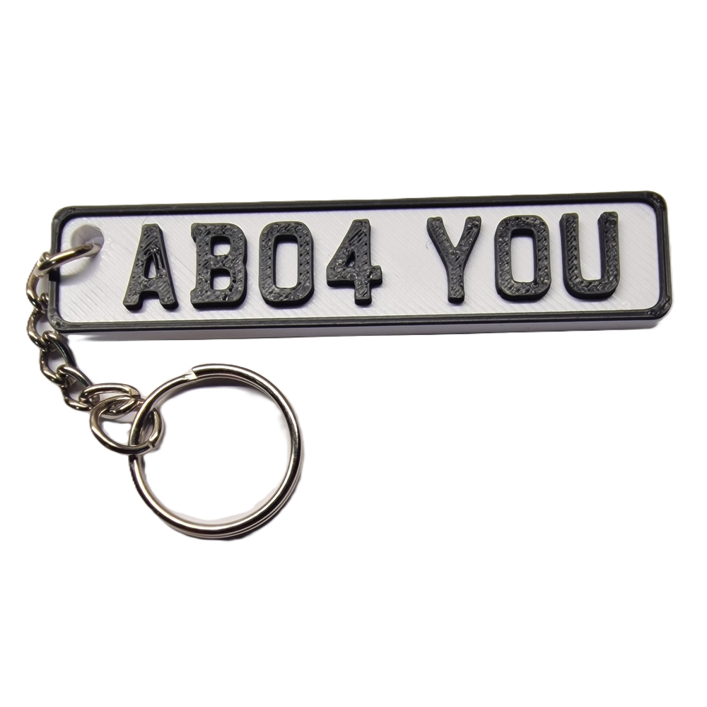 Personalised 3D Printed Number Plate Keyring – Custom Car Registration