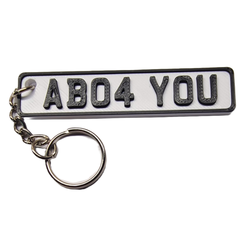 3D Personalised Keyring Keychain Name fob tag Handmade UK Car Reg.