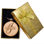 Personalised Wooden Initial & Name Keyring – 39 mm Laser Engraved Gift