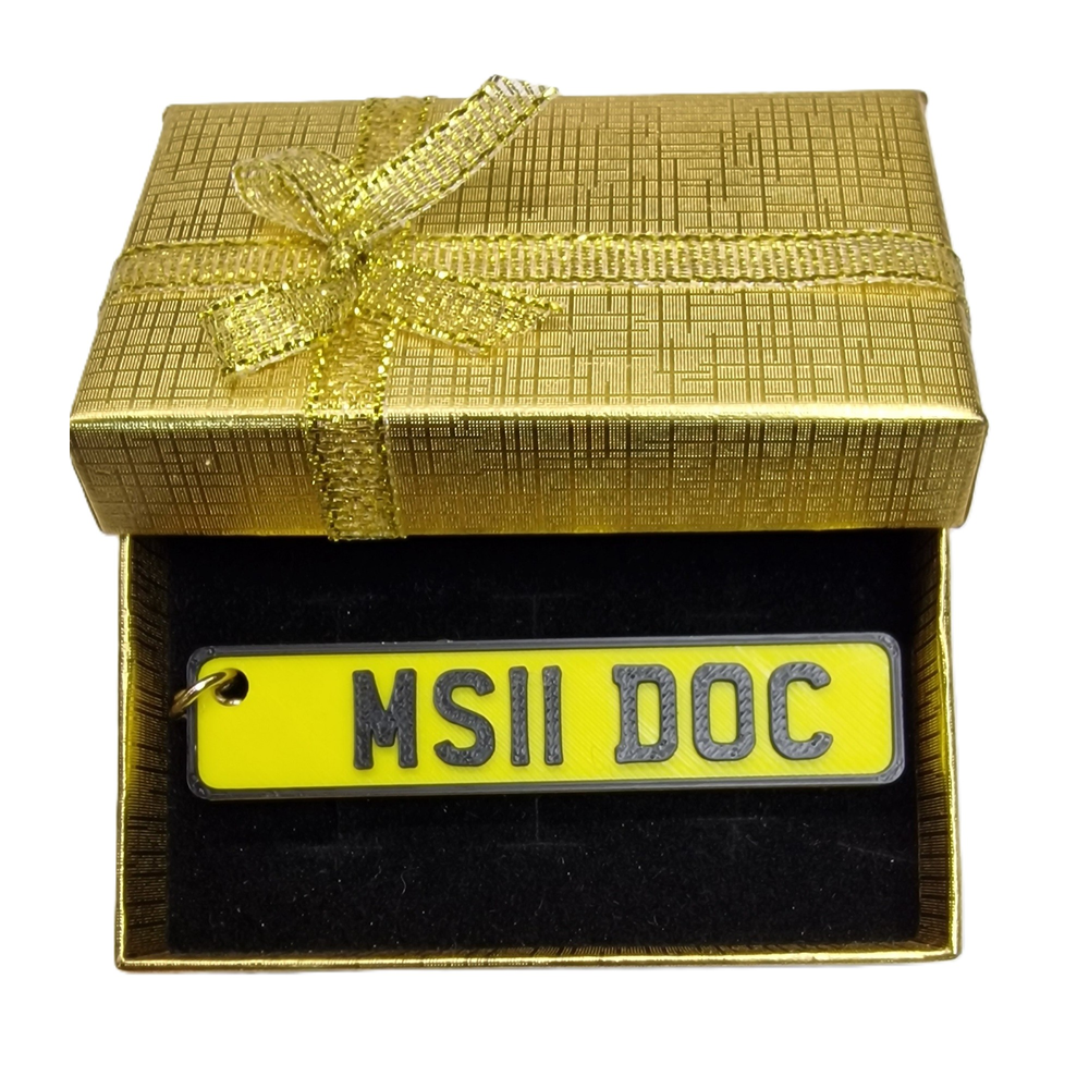 Personalised 3D Printed Number Plate Keyring – Custom Car Registration