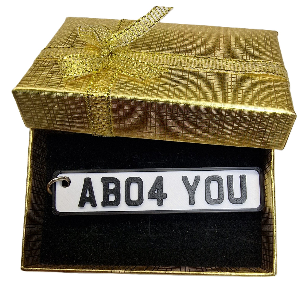 Personalised 3D Printed Number Plate Keyring – Custom Car Registration