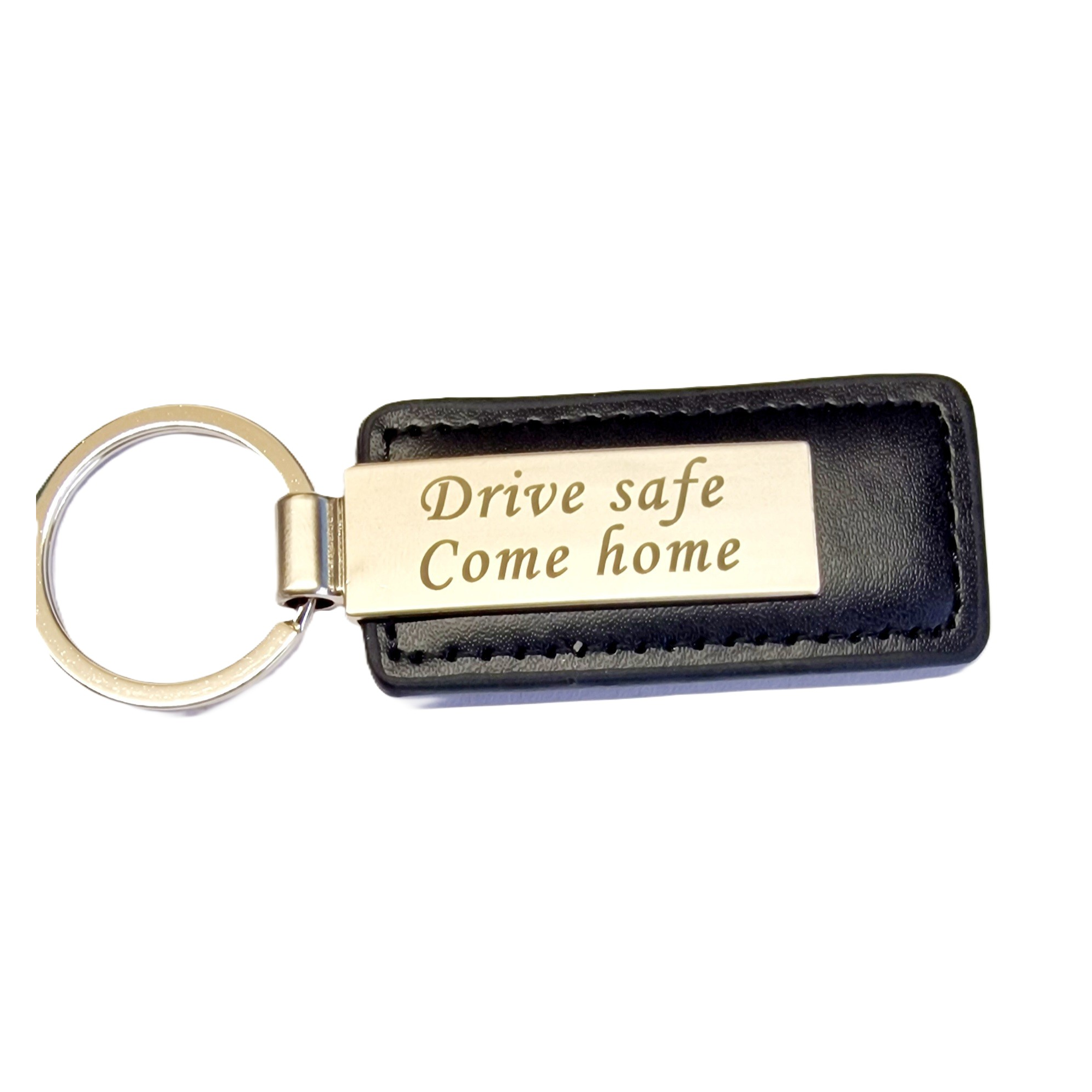 Personalised Car Keyring Custom Engraved Metal with PU Leather