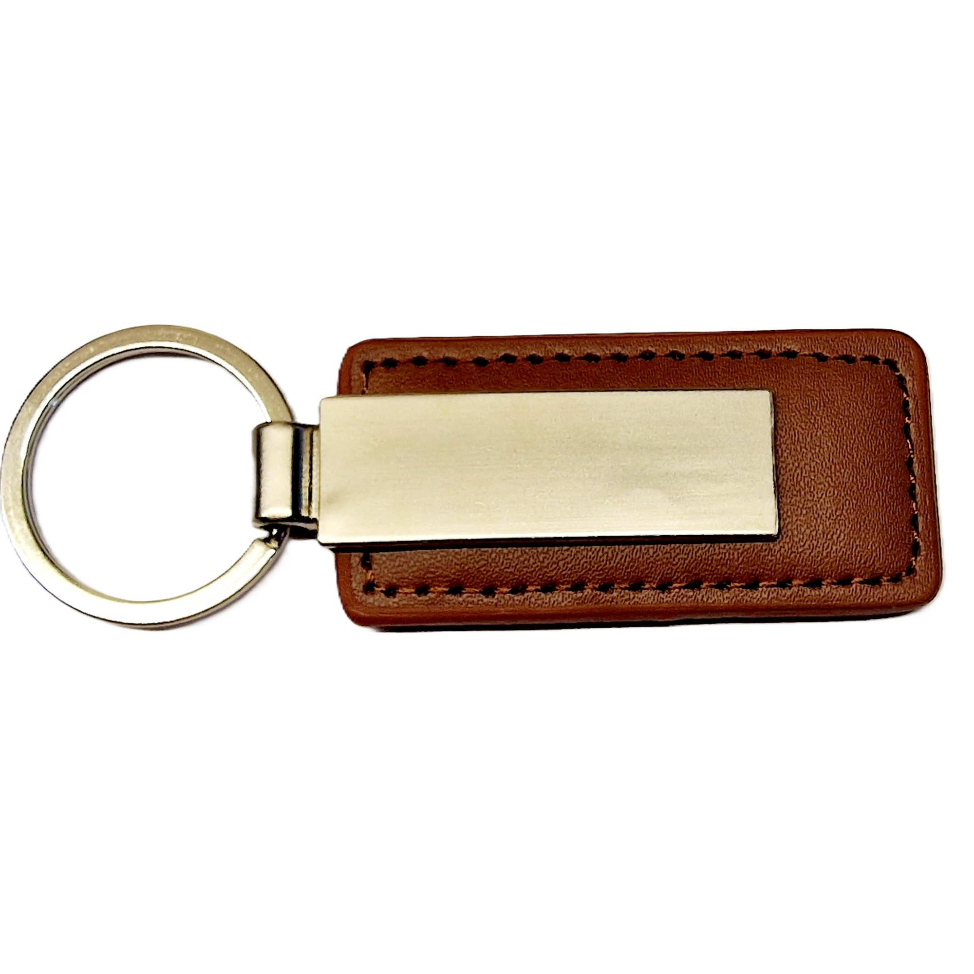 Personalised Car Keyring Custom Engraved Metal with PU Leather