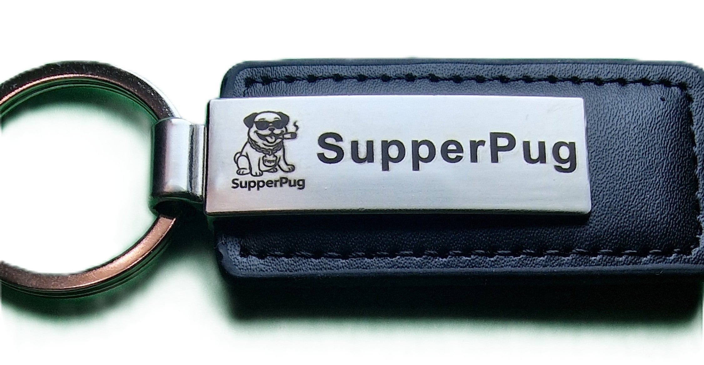 Personalised Car Keyring Custom Engraved Metal with PU Leather