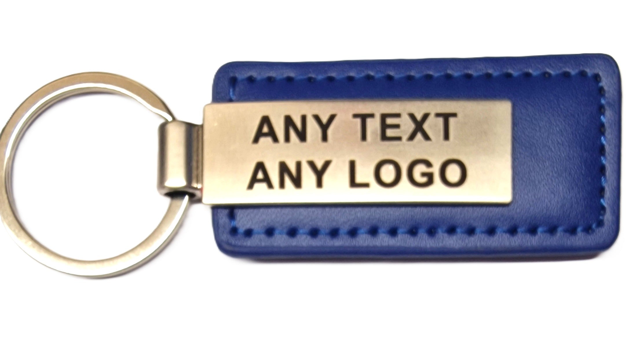 Personalised  Keyring Custom Engraved Metal with PU Leather