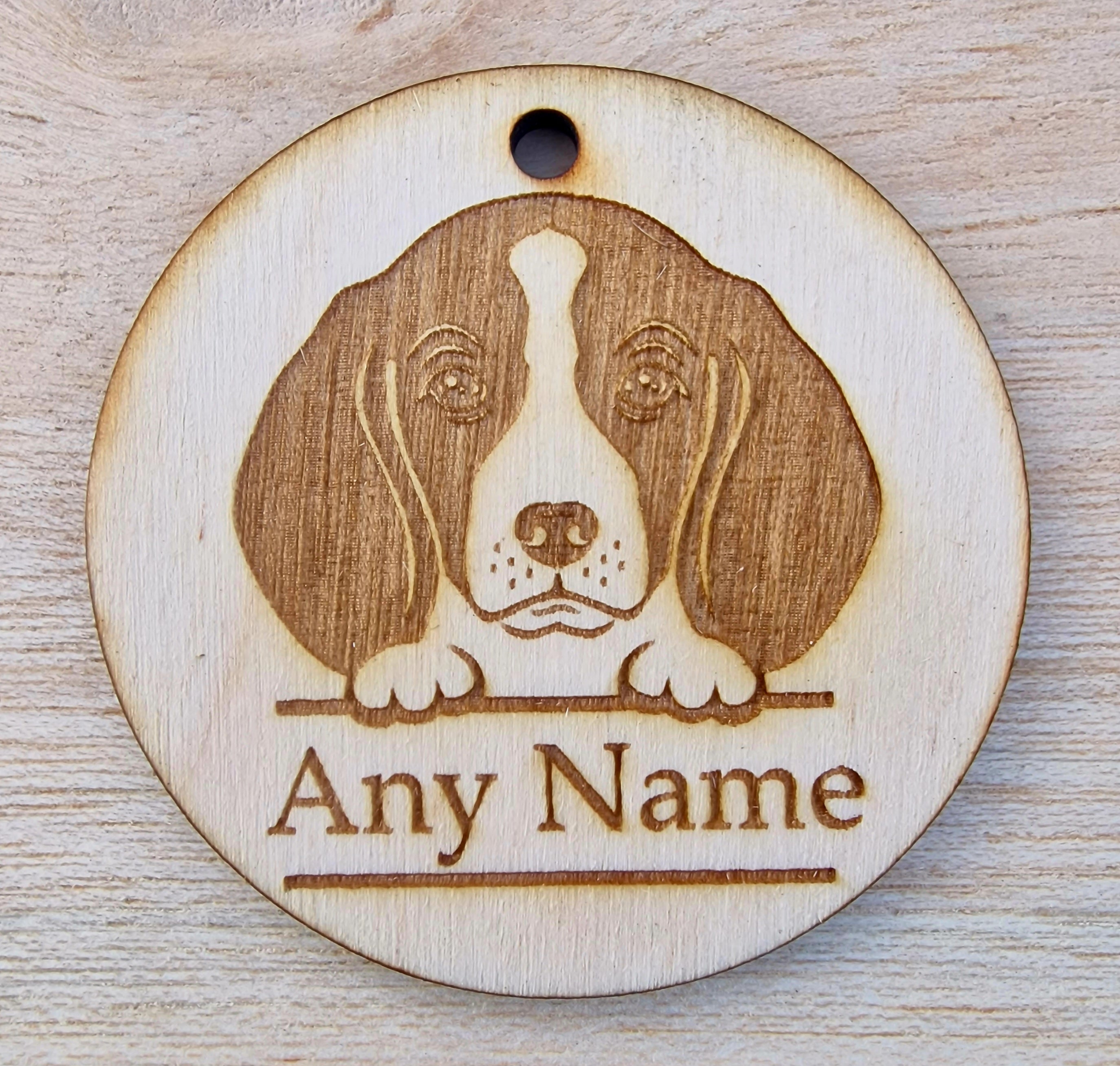 🐾 Personalized Wooden Dog Tag – Engraved with Pet’s Name