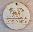 Personalised Wooden Dog Collar Tag with Breed and Name