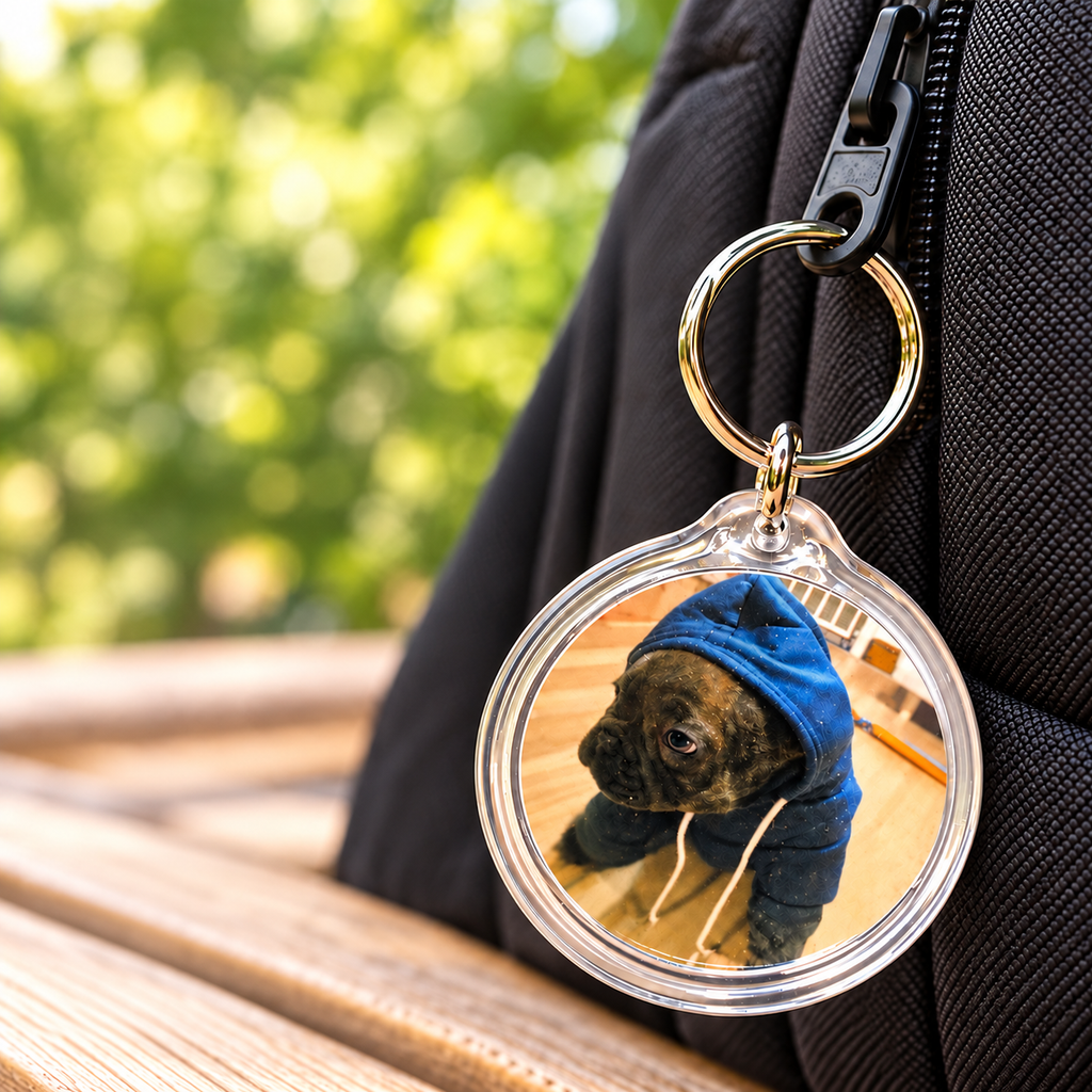Personalised Double-Sided Photo Keyring – Round Custom Picture Gift