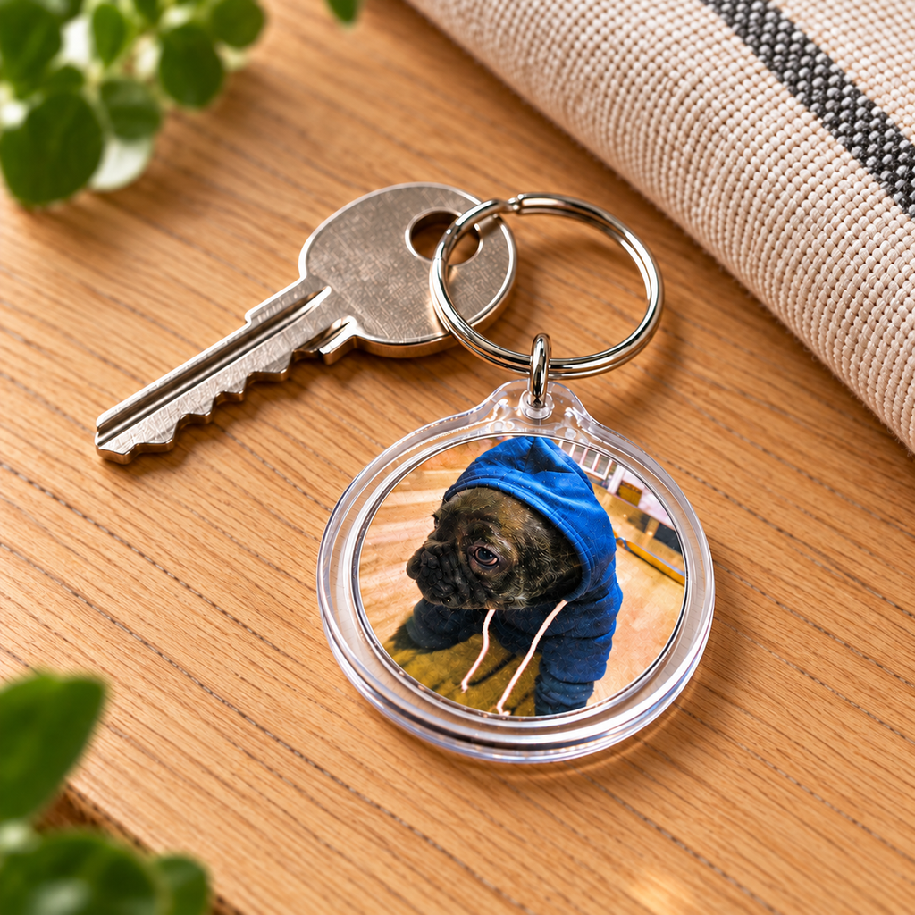 Personalised Double-Sided Photo Keyring – Round Custom Picture Gift