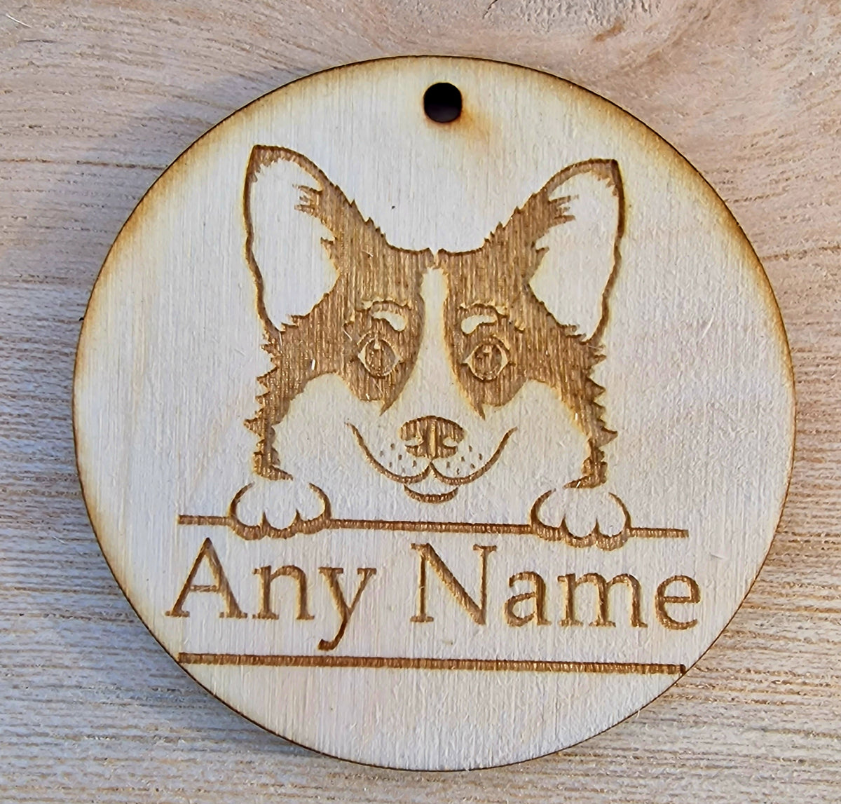 Personalised Wooden Dog Collar Tag with Breed and Name