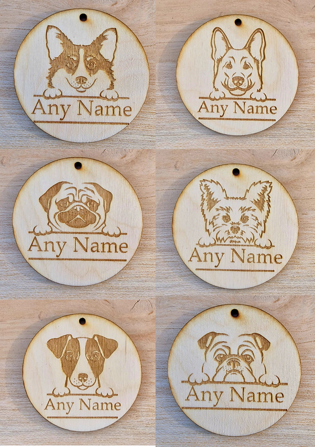 🐾 Personalized Wooden Dog Tag – Engraved with Pet’s Name