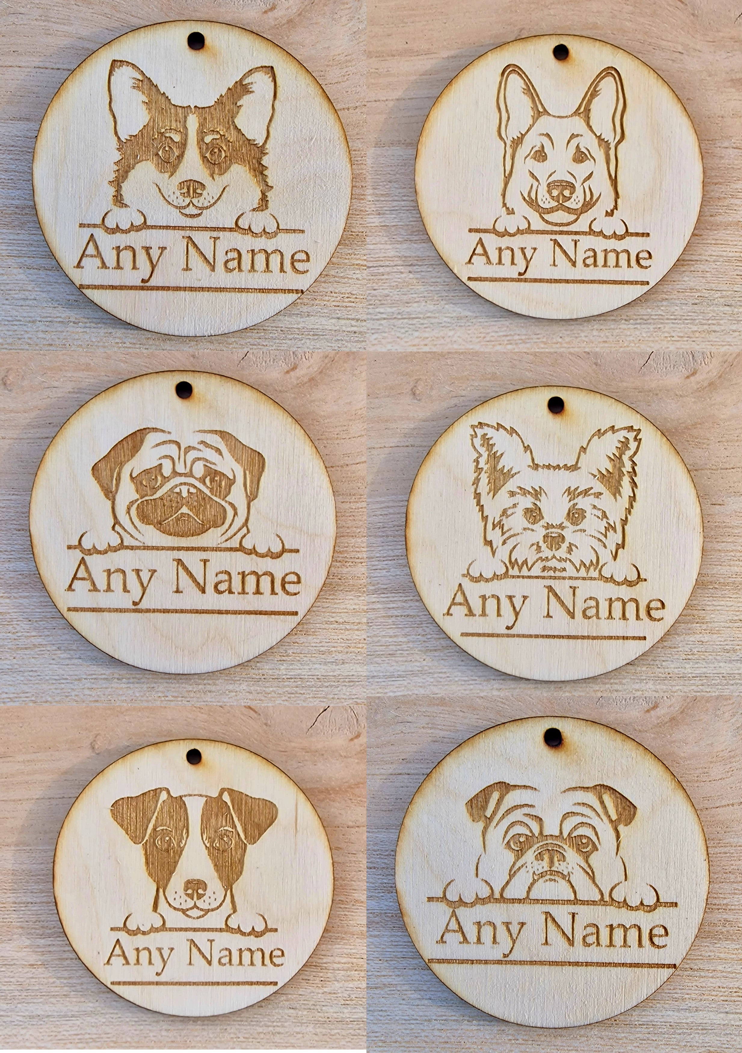 🐾 Personalized Wooden Dog Tag – Engraved with Pet’s Name
