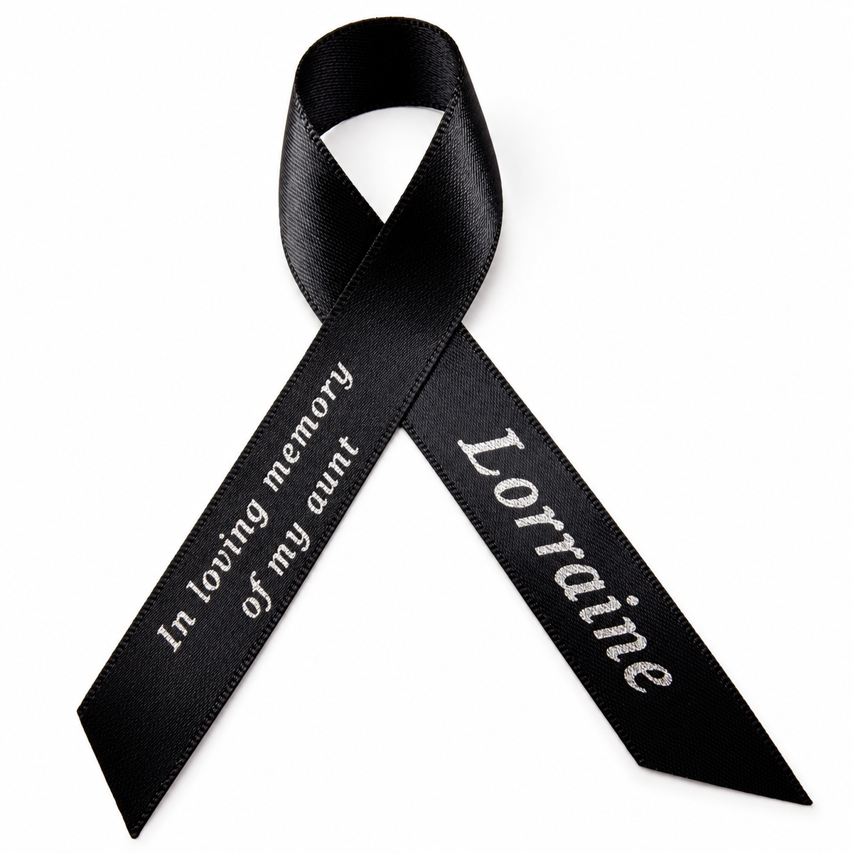 Personalised Memorial Ribbon – Custom Funeral Tribute, 15 mm