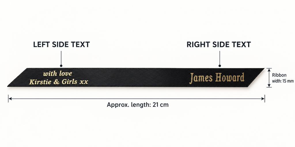 Personalised Memorial Ribbon – Custom Funeral Tribute, 15 mm