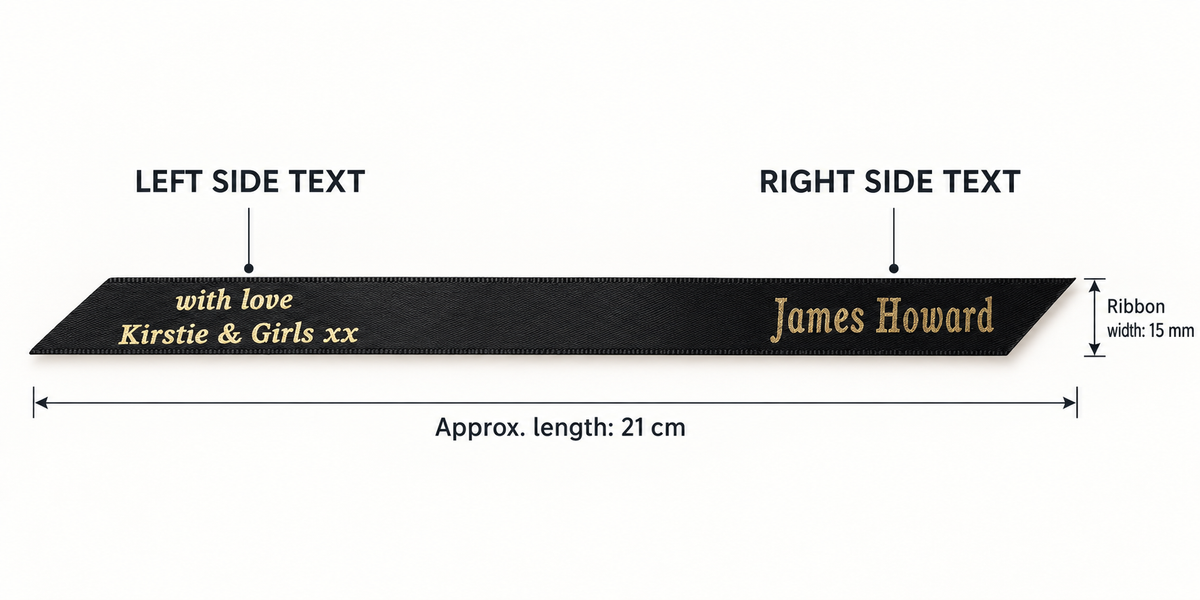 Personalised Memorial Ribbon – Custom Funeral Tribute, 15 mm
