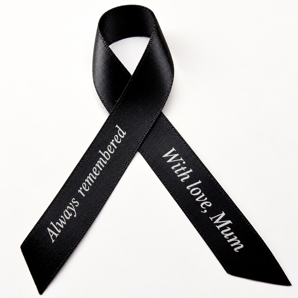 Personalised Memorial Ribbon 20 mm – Custom Funeral Tribute