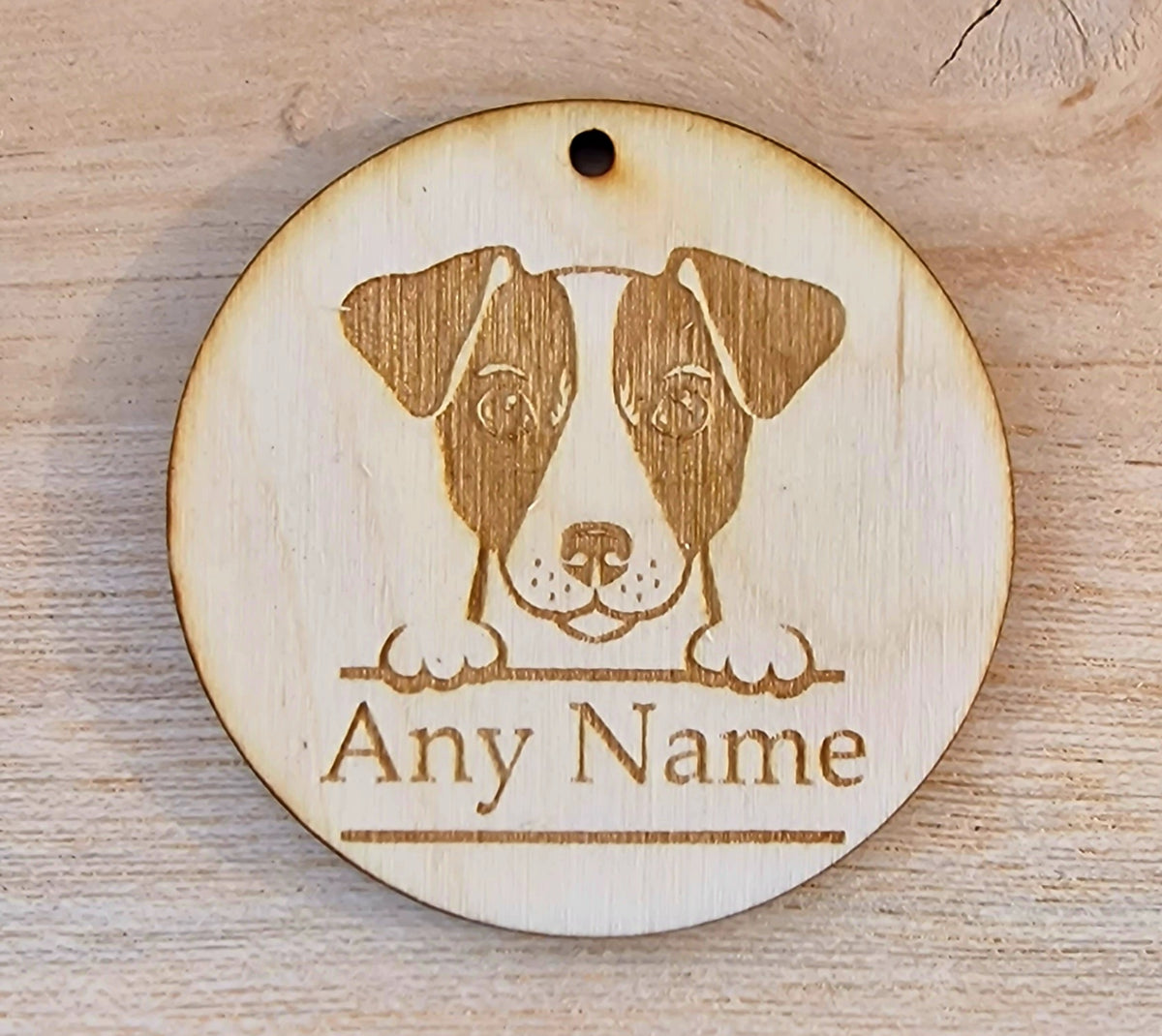 Personalised Wooden Dog Collar Tag with Breed and Name