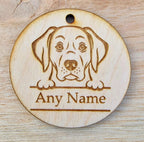 Personalised Wooden Dog Collar Tag with Breed and Name