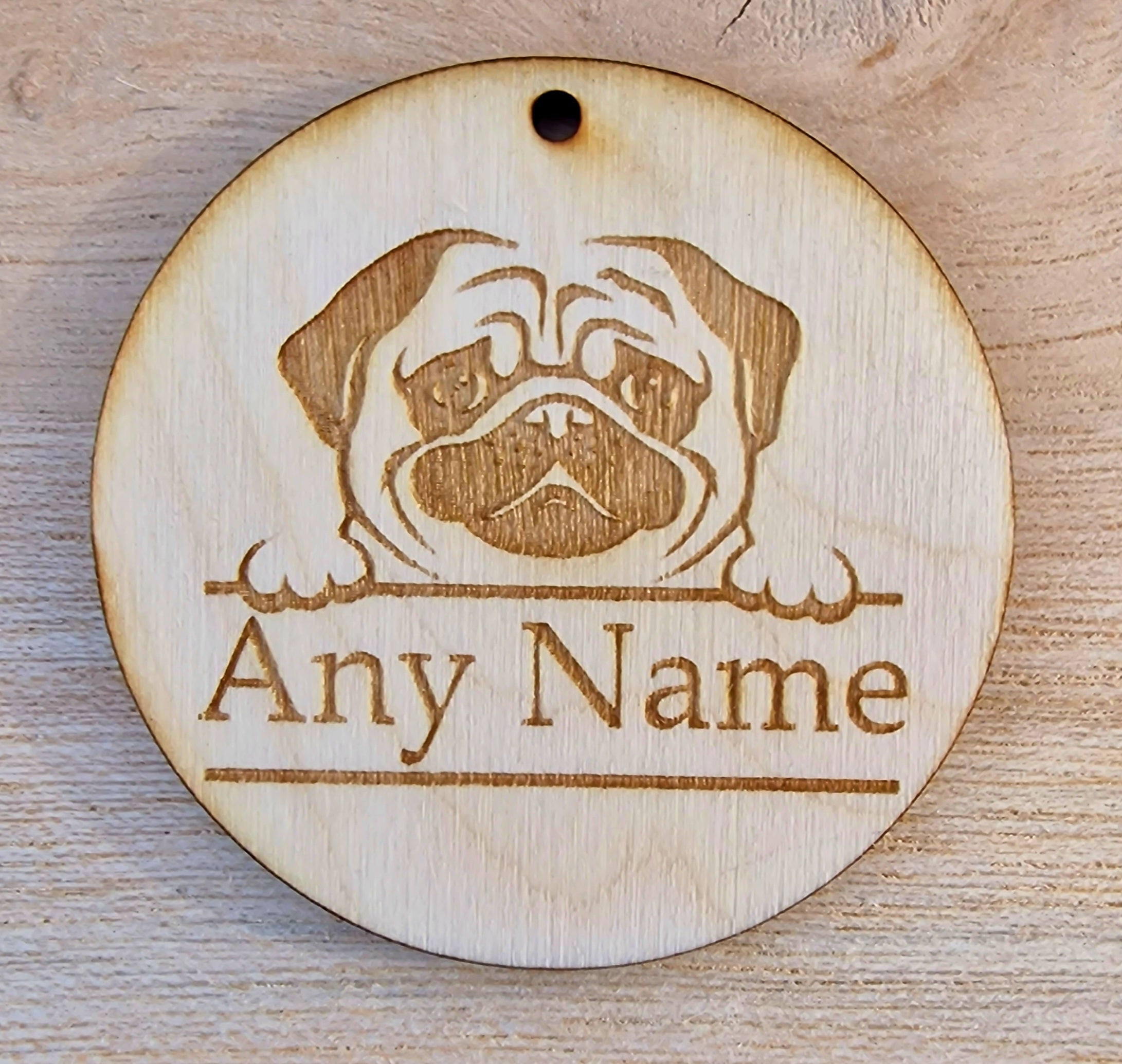 🐾 Personalized Wooden Dog Tag – Engraved with Pet’s Name
