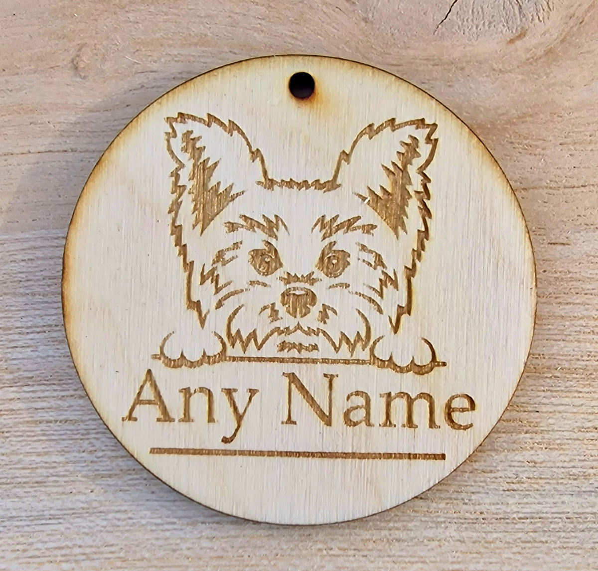 Personalised Wooden Dog Collar Tag with Breed and Name