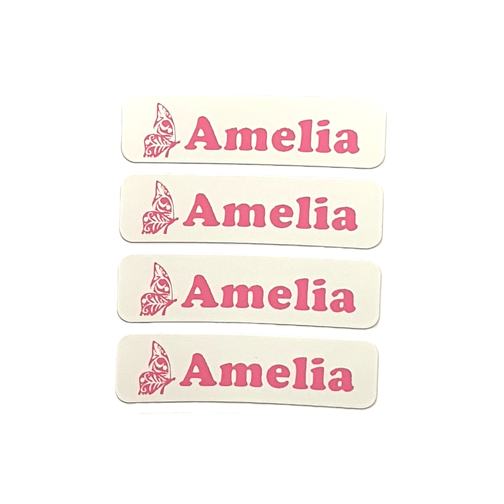 Personalised Pink Iron-On Name Labels for Clothes & School Uniform