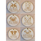 Personalised Wooden Dog Collar Tag with Breed and Name