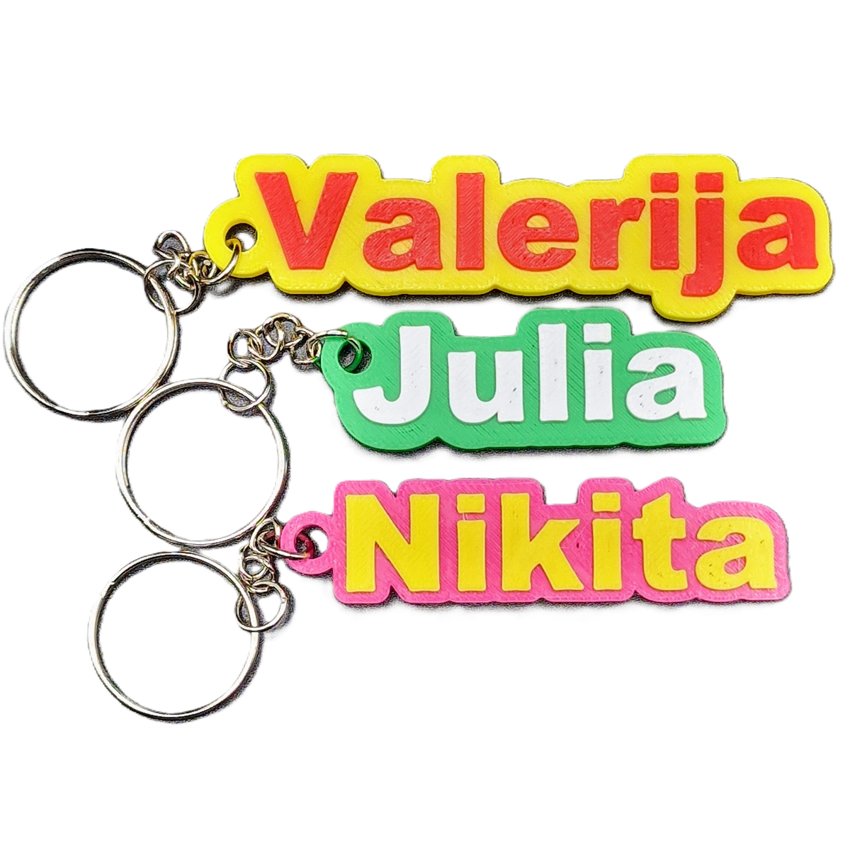 Personalised 3D Printed Name Keyring – Custom Two-Colour Bag Tag