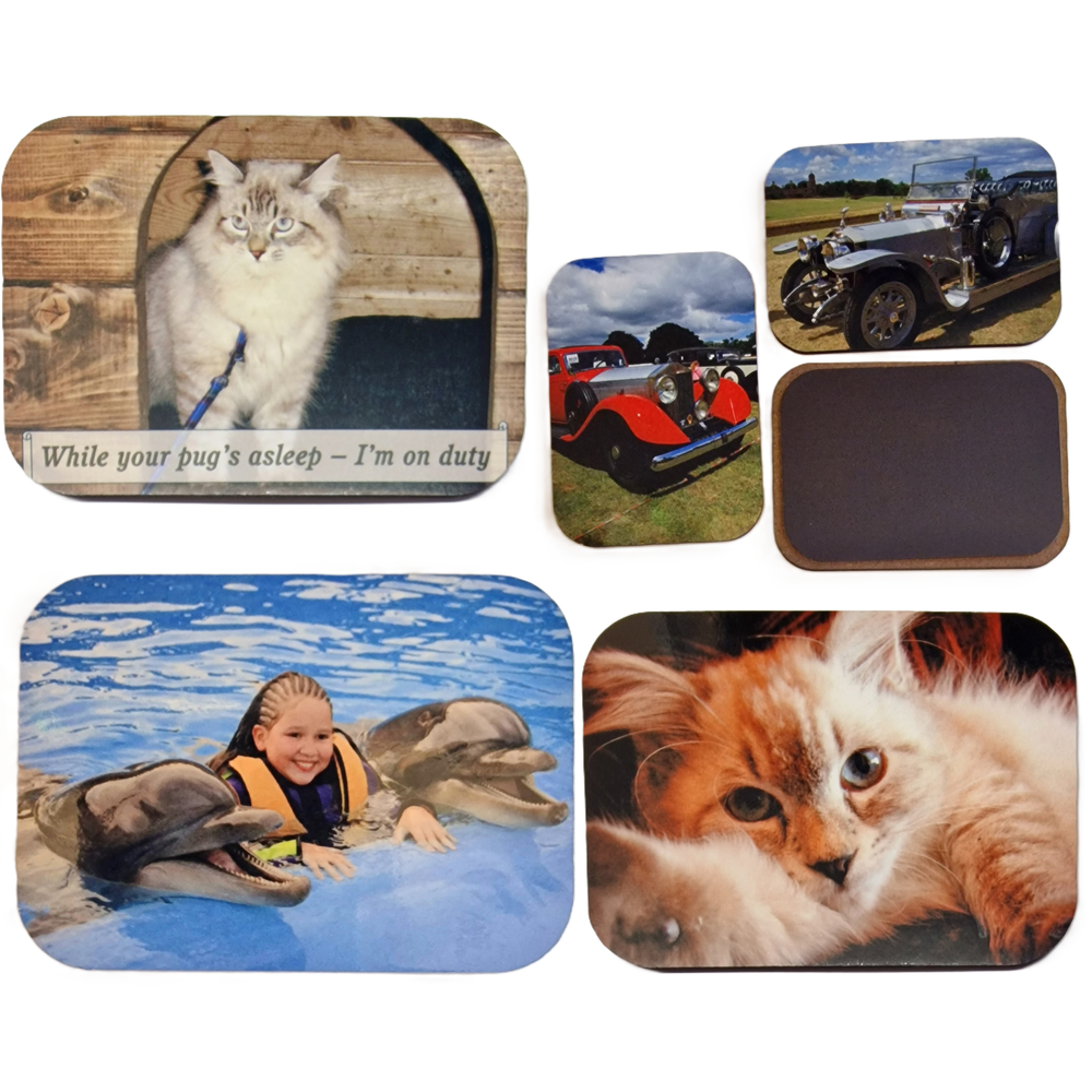Custom MDF Fridge Magnet – Personalized Photo Magnet with Free Text 7x5 cm