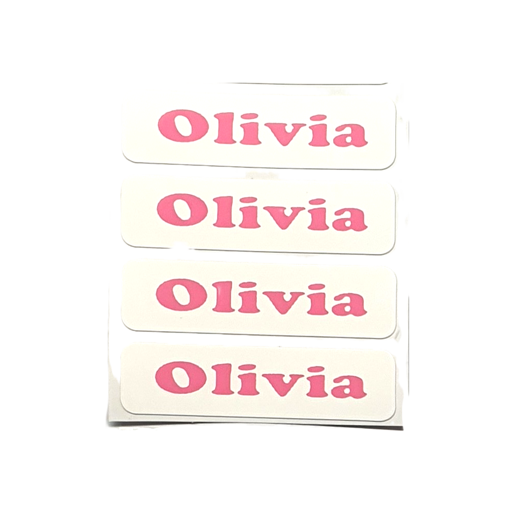 Pink Iron on labels Name school uniform Personalised pack of 1 5 10 25 30 50 100 (Copy) (Copy)