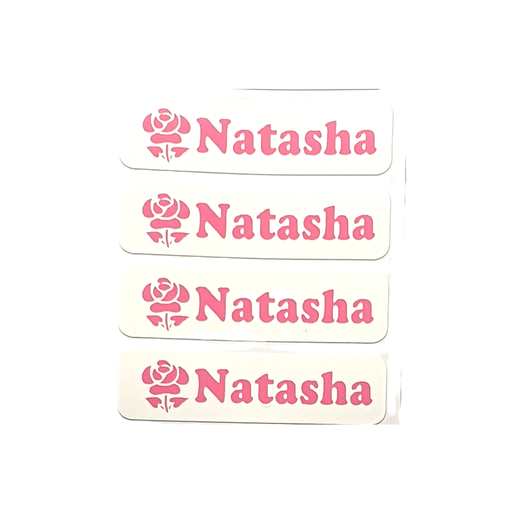 Pink Iron on labels Name school uniform Personalised pack of 1 5 10 25 30 50 100 (Copy) (Copy)