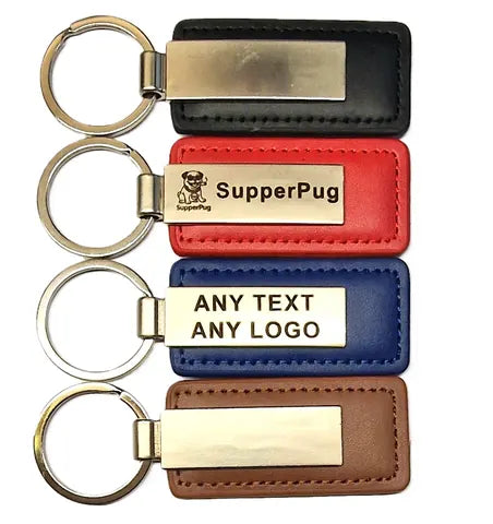 PU keyrings engraved with SupperPug